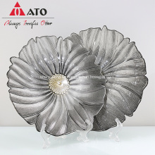 ATO Cineros de la flor de la flor gris plato de vidrio decorativo